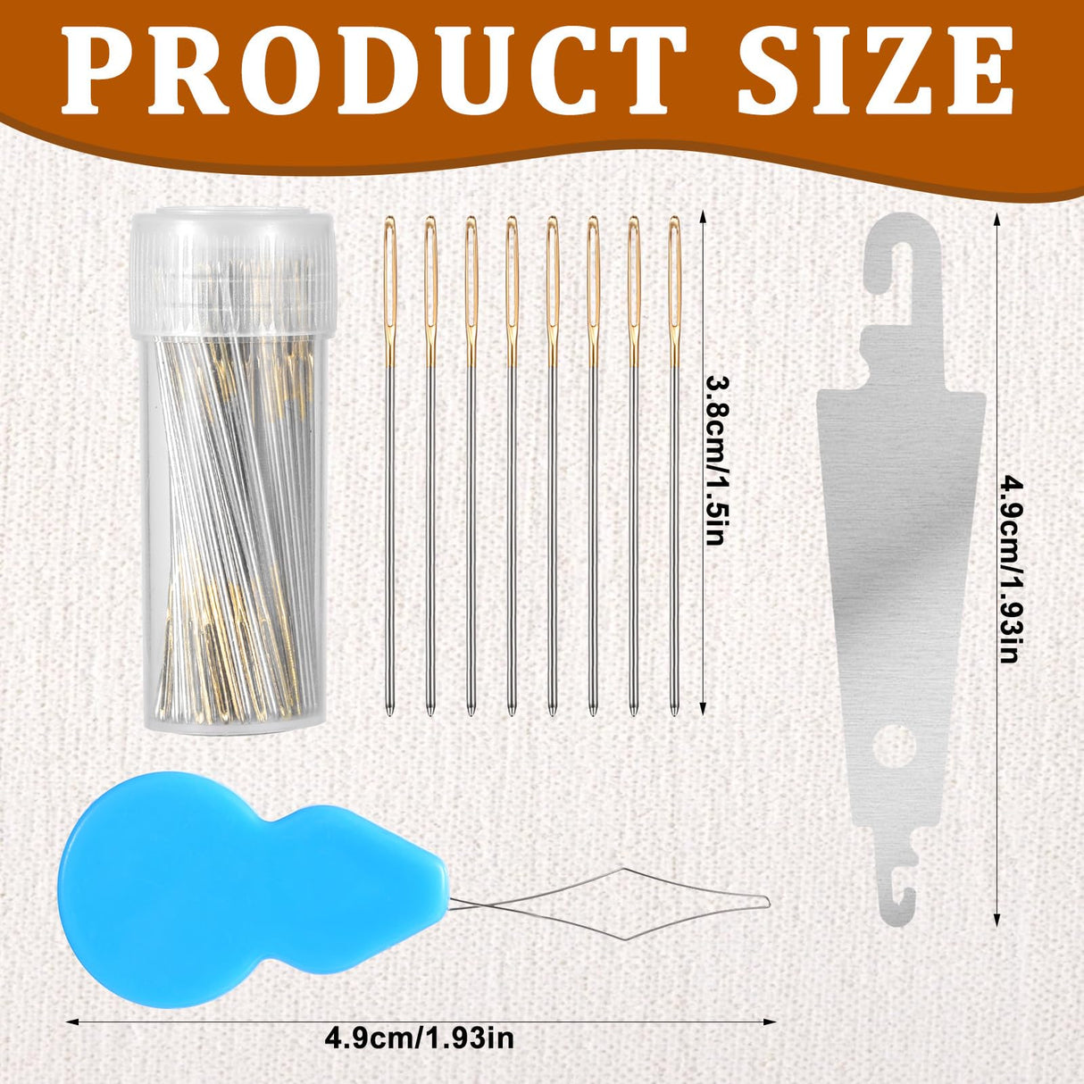 100pcs Cross Stitch Needles +2 Needle Threader Golden Color Large Eyes Cross Stitch DIY Embroidery Hand Needles Large Eyes Cross Stitch DIY Embroidery Hand Needles Sewing Needles in Transparent Box EupHHonycs