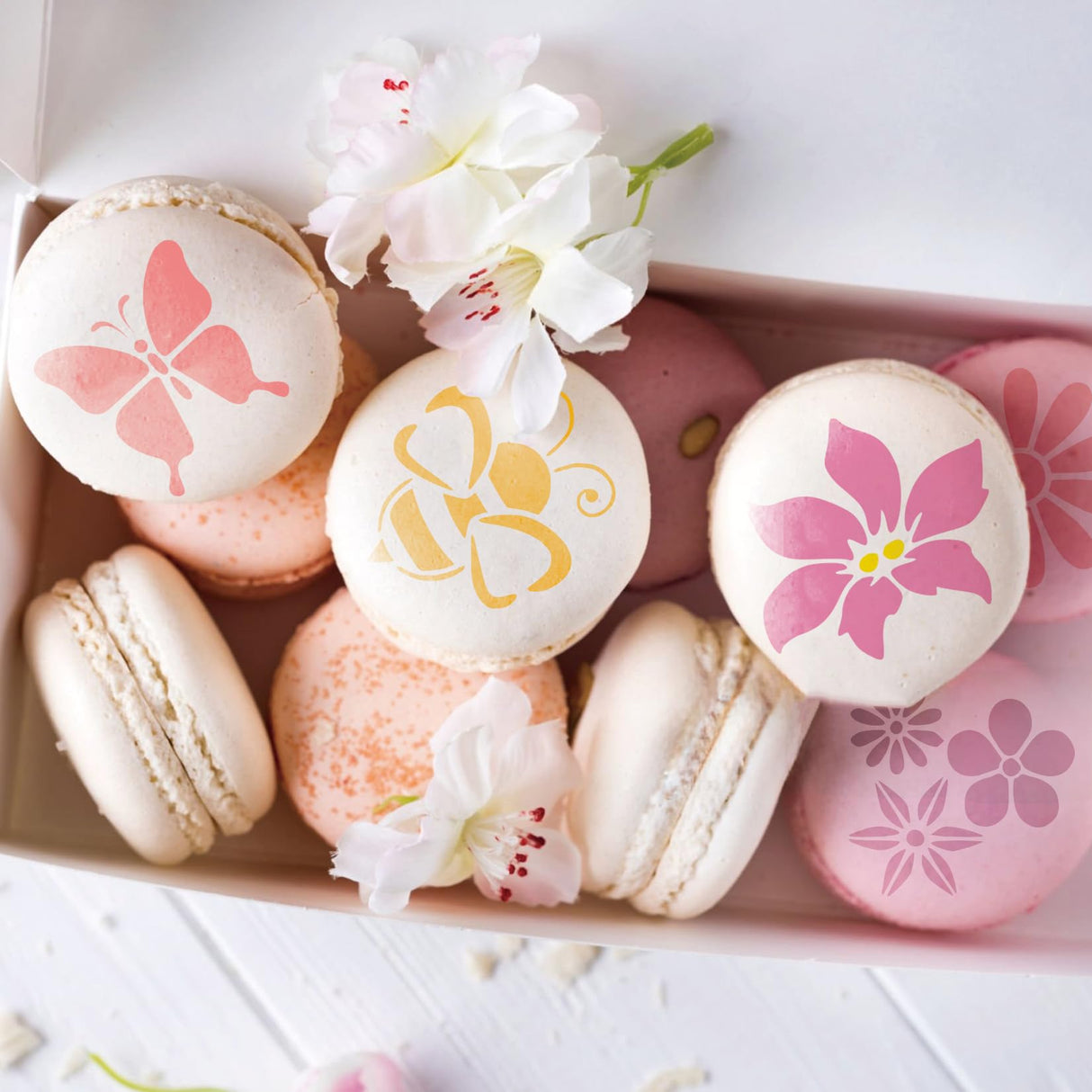 100Pcs Small Stencils for Rock Painting Reusable Small Flower Stencils for Crafts on Wood 2 Inch Nature Spring Flower Stencil Floral templates for Paint on Craft Fabric Card Walls Decor(Floral100) Hosomono