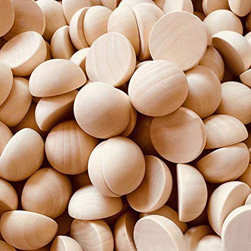 100pcs Half Wood Balls Unfinished Natural Half Ball Split Wood Balls for DIY Projects, Kids Arts and Craft Supplies (20mm) hesmartly
