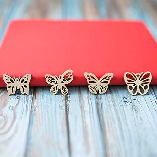 100pcs Mini Butterfly Shaped Wood DIY Craft Cutout Wooden Slices Embellishments Gift Unfinished Wood Ornaments Home Decoration Creaides