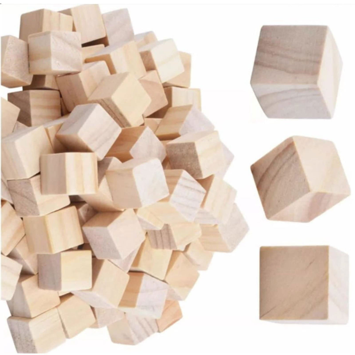 100pcs Wooden Cubes, Square Wood Blocks Unfinished Wood Pieces for DIY Crafts, Puzzle Making, 2cm HERCHR