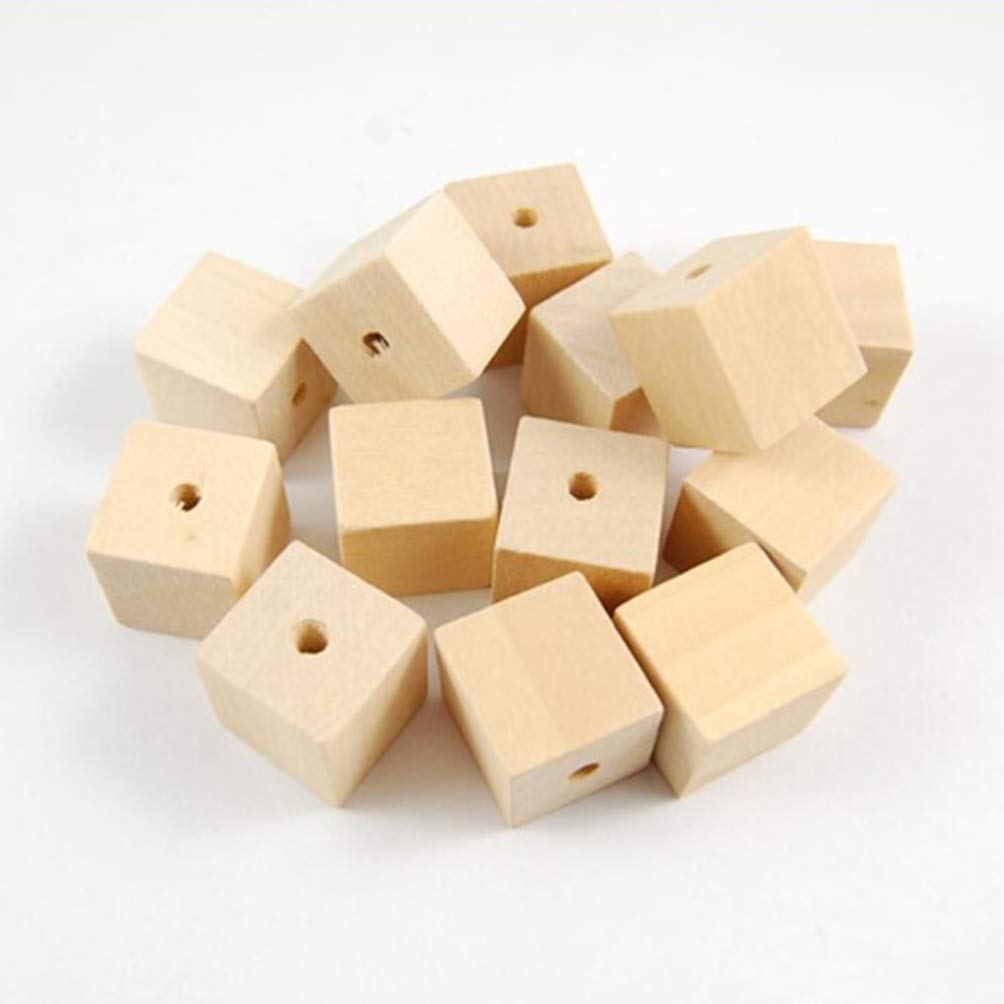 100pcs Wooden Square Beads Natural Blank Wood Cubes with Holes for Jewelry Necklace Creations, Crafts and DIY Projects(12 * 12MM) SUPVOX