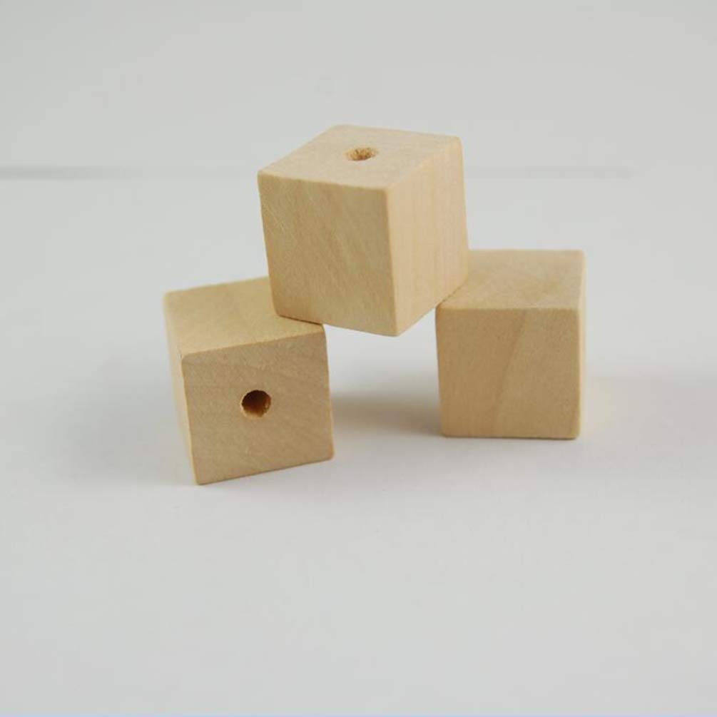100pcs Wooden Square Beads Natural Blank Wood Cubes with Holes for Jewelry Necklace Creations, Crafts and DIY Projects(12 * 12MM) SUPVOX