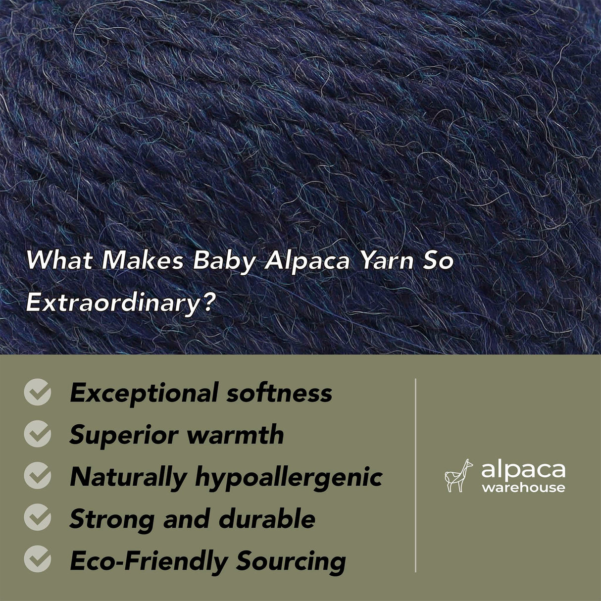 100% Baby Alpaca Yarn Wool Set of 3 Skeins Bulky Weight - Made in Peru - Heavenly Soft and Perfect for Knitting and Crocheting (Denim Blue, Bulky) Alpaca Warehouse