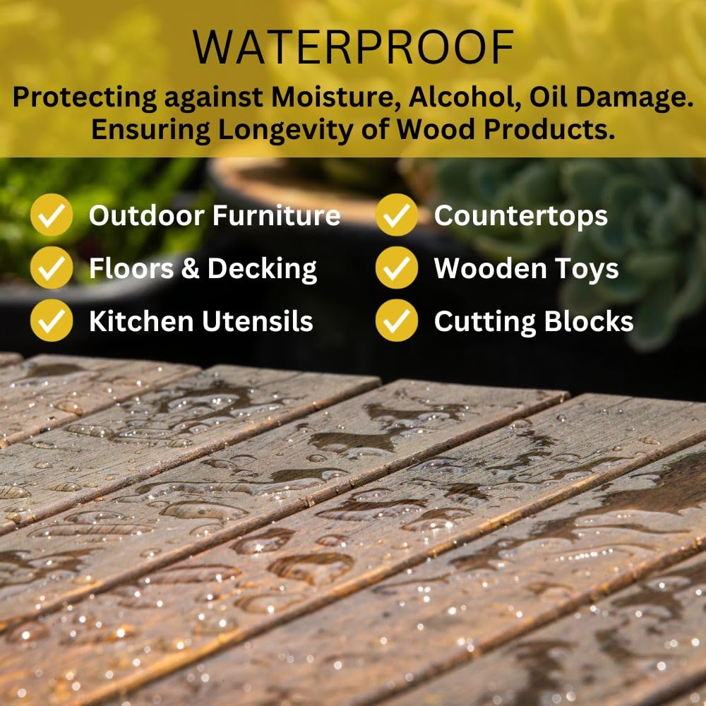 100% Pure Tung Oil, Food Safe (2) Countertops, Cutting Boards, Woodturning, Toys. Natural Wood Sealer for Indoor Floors Furniture. Waterproofing Outside Furniture, Garden Beds, Decks. Double Pack Woodcut Tools