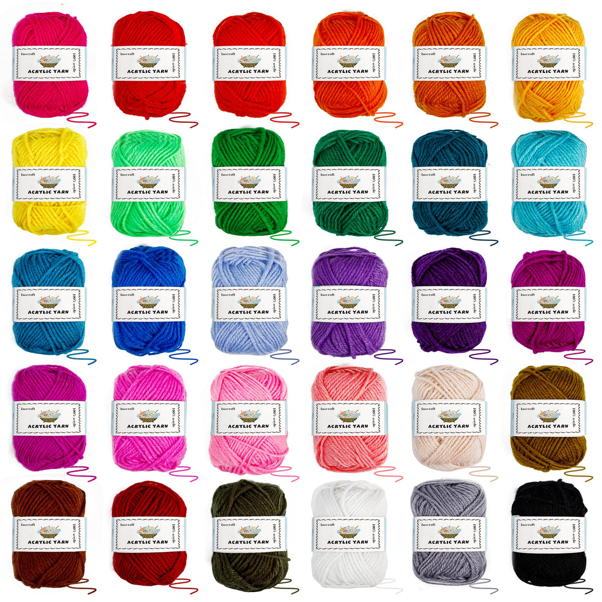 103 PCS Crochet Kit with Crochet Hooks Yarn Set, Premium Bundle Includes 1650 Yards Acrylic Yarn Skeins Balls, Needles, Accessories, Bag, Ideal Starter Pack for Kids Adults Beginner Professionals INSCRAFT