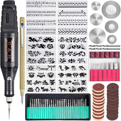 108 Pcs Engraving Tool Kit, Multi-Functional Electric Corded Micro Engraver Etching Pen DIY Rotary Tool for Jewelry Glass Wood Ceramic Metal Plastic