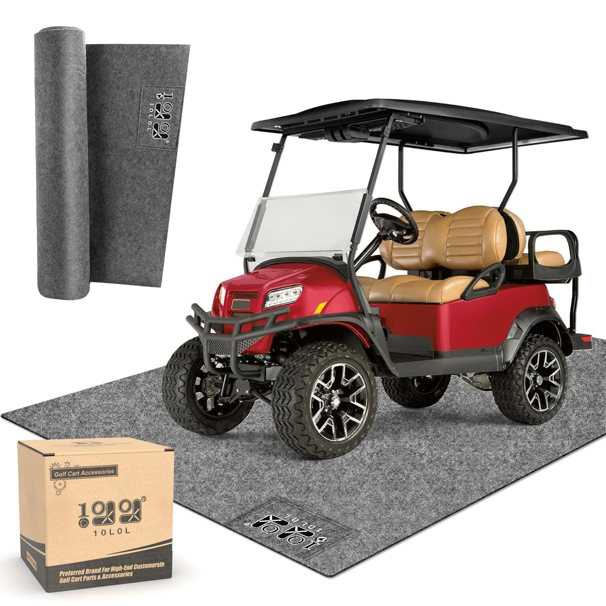 10L0L Golf Cart Premium Garage Floor Mat-Waterproof Anti-Slip Thickened Mat for Golf Cart Motorcycle Mower ATV UTV Parking Mat-106'' x 59'' 10L0L