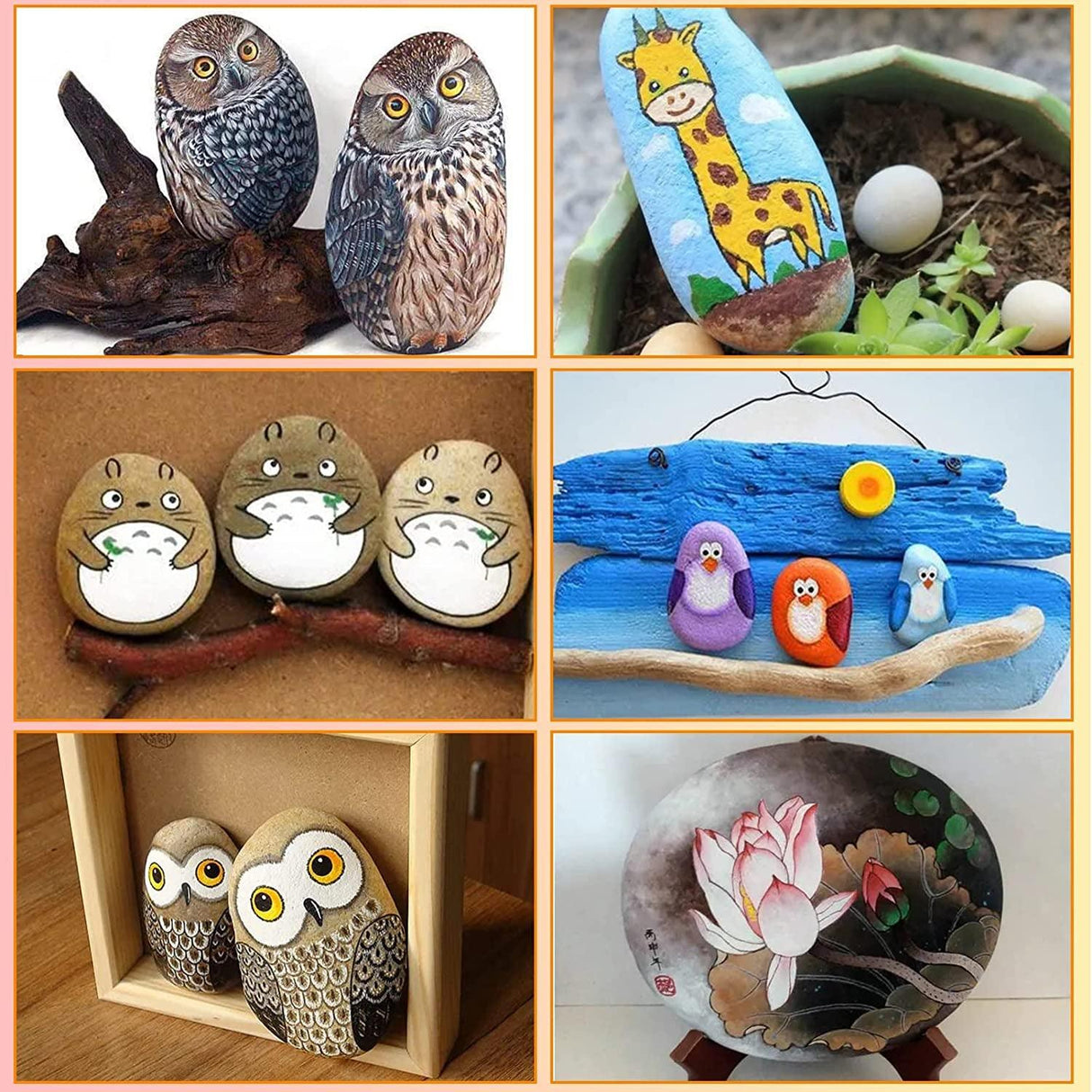 10PCS Extra-Large River Rocks for Painting,Multi-Color Painting Stones,3.3-4.5 Inch Smooth WoodArtSupply