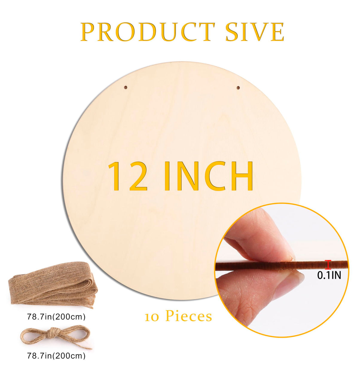 10Pcs 12 Inch Wood Circles for Crafts, Unfinished Wood Blank Wooden Door Hanger Sign, DIY Wood Rounds for Cricut Projects, Wood Burning, Painting, pojah