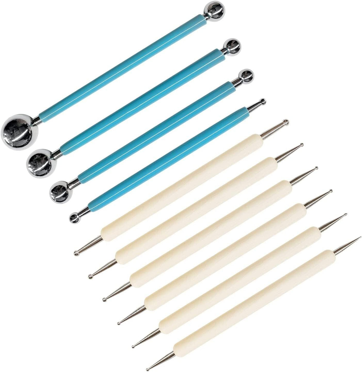 10Pcs Dotting Tools Ball End Dot Art Rock Painting Pottery Clay Modeling Embossing Art Mandala WoodArtSupply