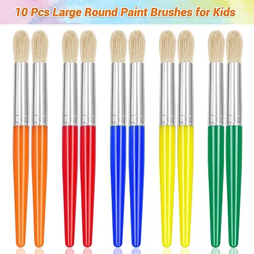 10Pcs Paint Brushes for Kids, Anezus Children Paint Brushes Toddler Large Chubby Kids Paint Brush Set for Preschool Daycare Classroom Washable Paint anezus