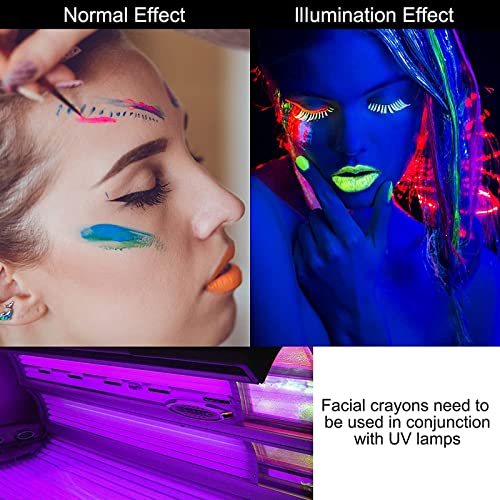 10 Colors Glow in The Black Light Face Paint Crayons Kit, UV Black Light Makeup Neon Face and Body Paint Sticks Markers for Mardi Gras Halloween Ausejopeac