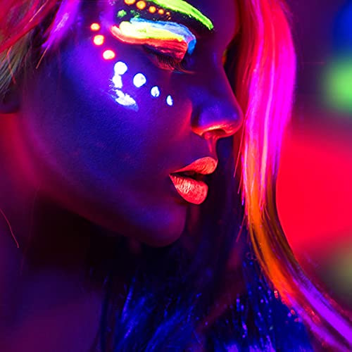 10 Colors Glow in The Black Light Face Paint Crayons Kit, UV Black Light Makeup Neon Face and Body Paint Sticks Markers for Mardi Gras Halloween Ausejopeac