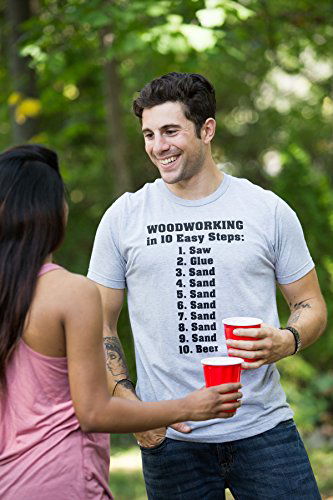 10 Easy Steps of Woodworking | Funny Wood Working Worker Tool Saw Humor T-Shirt-(Adult,3XL) Sport Grey Ann Arbor T-shirt Co.