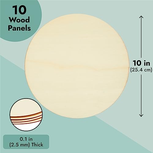 10 Inch Wooden Circles for Crafts, Unfinished Rounds for Wood Burning, DIY Signs, Painting, Decorations (10 Pack) Juvale