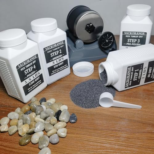 10 LBS Large Weight 4 Step Rock Tumbler Grit Kit, Tumbling Media Refill - Coarse/Medium/Pre-Polished/Final Polish Grit Works with Any Rock Tumbler, SACKORANGE