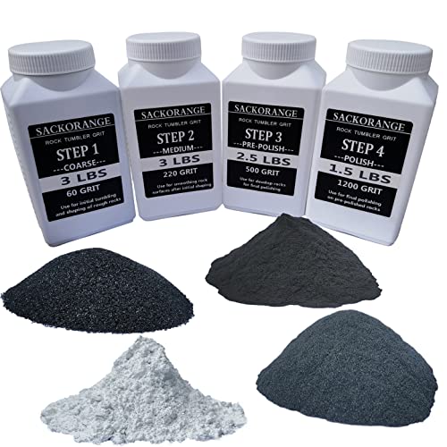 10 LBS Total Weight Rock Tumbler Grit Set, 4 Step Tumbling Media Refill-Coarse/Medium/Pre-Polished/Final Polish, Silicone Carbide Polisher Grit for Tonmp