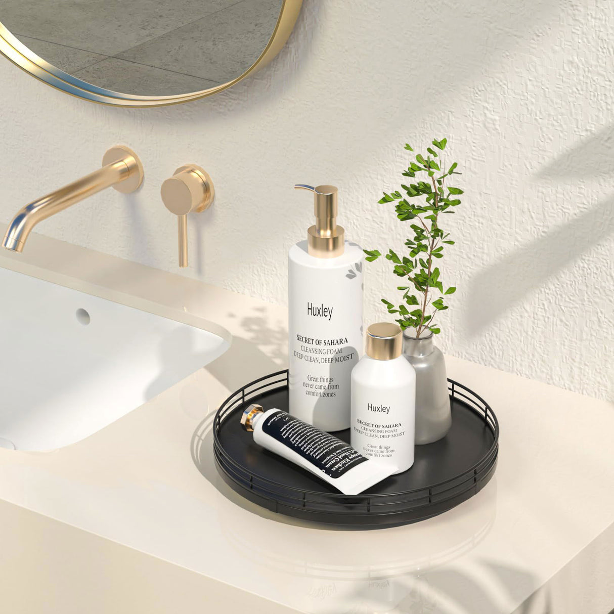 10" Oak Wood Lazy Susan Turntable Organizer, Lazy Susan for Cabinet Dining Table Pantry Kitchen Countertop Spice Bathroom Vanity Tray for Counter Dresser Sink Soap Holder Coffee Table Bar Decor Black Oroyutor