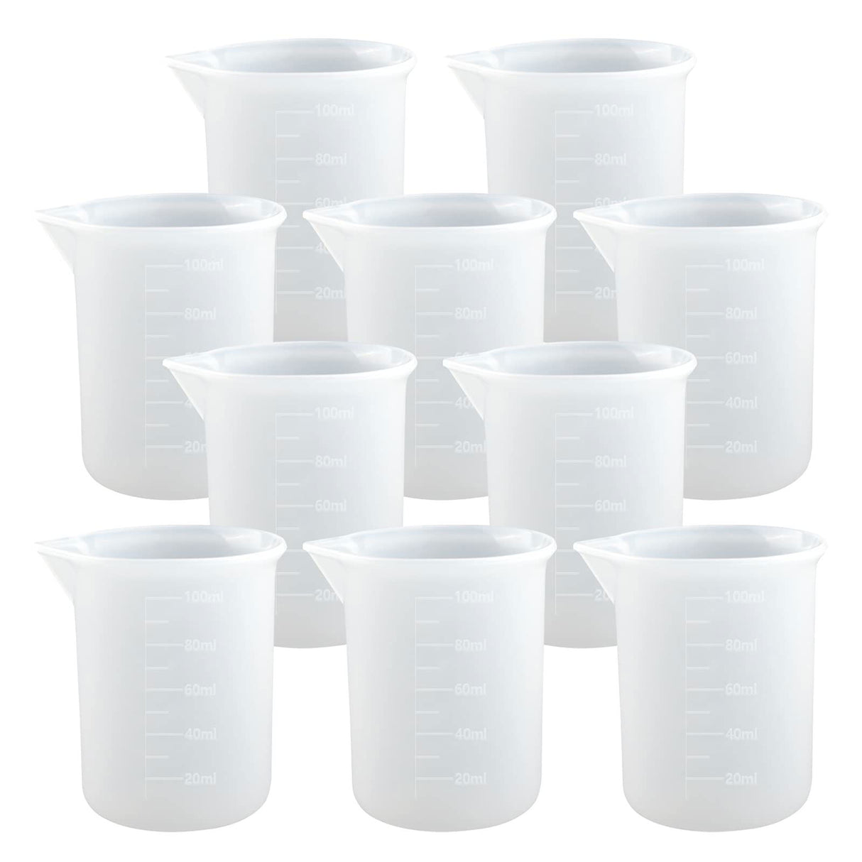 10 PCS 100ml Silicone Measuring Cups for Resin Non-Stick Mixing Cups Glue Tools, Precise Scale Toning Cups for Resin DIY Craft Jewelry Making Moukiween