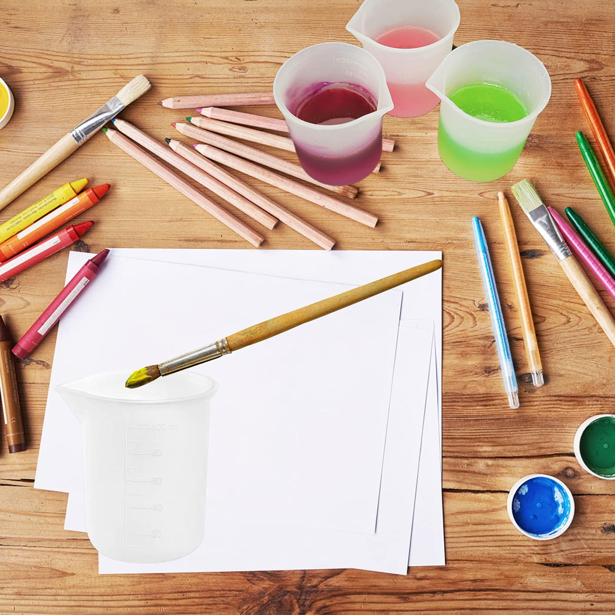 10 PCS 100ml Silicone Measuring Cups for Resin Non-Stick Mixing Cups Glue Tools, Precise Scale Toning Cups for Resin DIY Craft Jewelry Making Moukiween