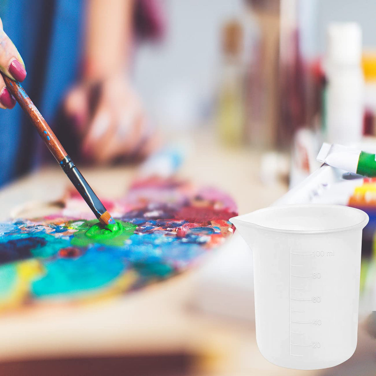 10 PCS 100ml Silicone Measuring Cups for Resin Non-Stick Mixing Cups Glue Tools, Precise Scale Toning Cups for Resin DIY Craft Jewelry Making Moukiween