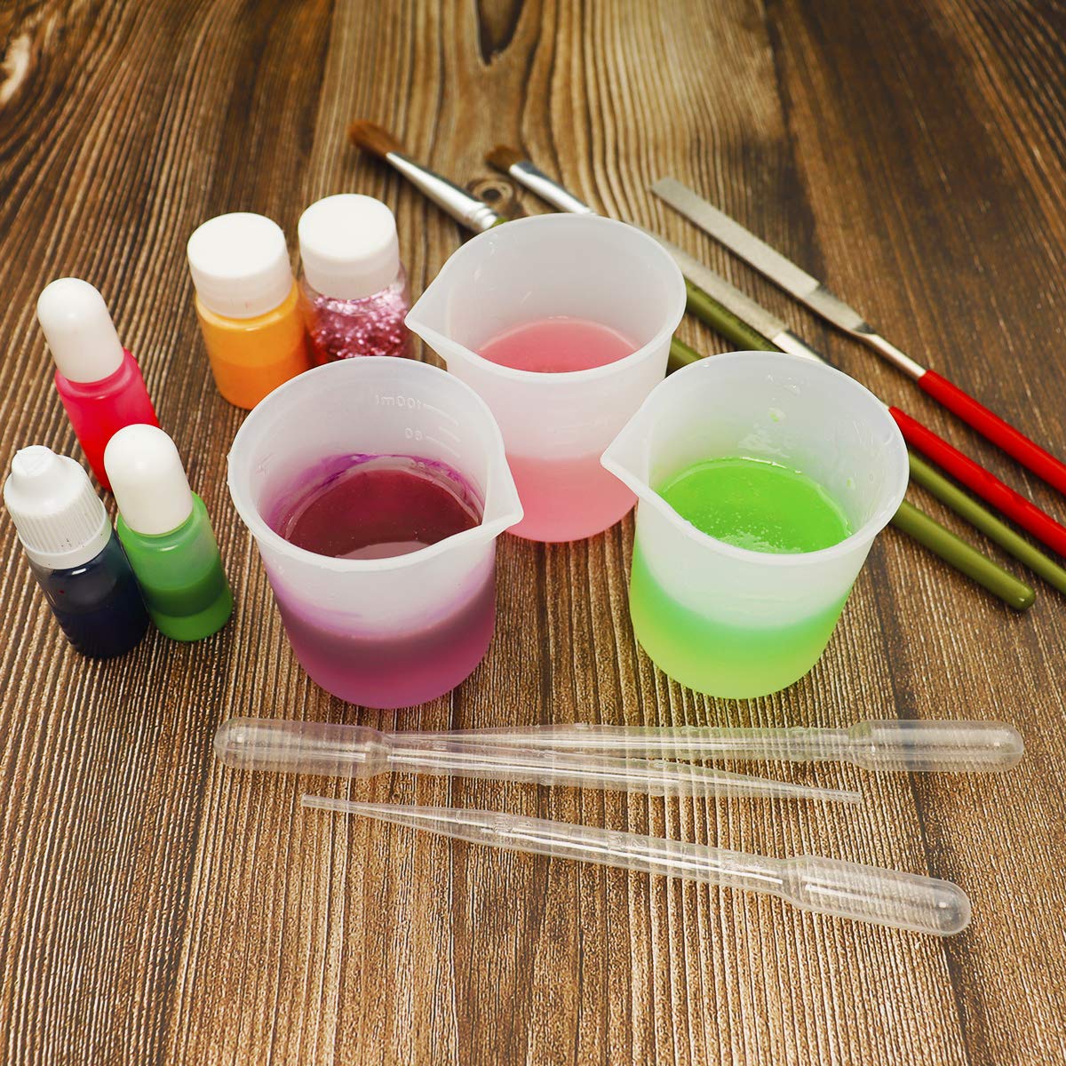 10 PCS 100ml Silicone Measuring Cups for Resin Non-Stick Mixing Cups Glue Tools, Precise Scale Toning Cups for Resin DIY Craft Jewelry Making Moukiween