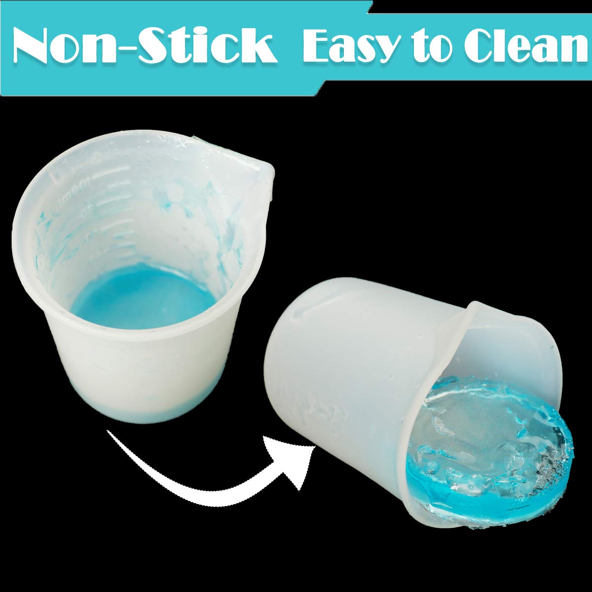 10 PCS 100ml Silicone Measuring Cups for Resin Non-Stick Mixing Cups Glue Tools, Precise Scale Toning Cups for Resin DIY Craft Jewelry Making Moukiween