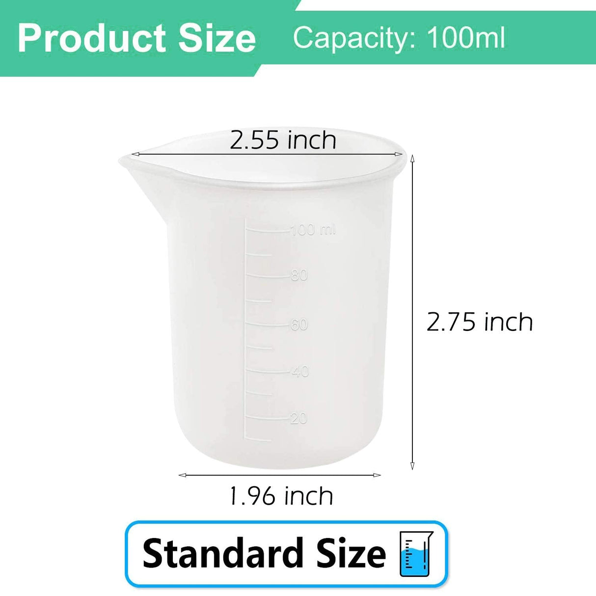 10 PCS 100ml Silicone Measuring Cups for Resin Non-Stick Mixing Cups Glue Tools, Precise Scale Toning Cups for Resin DIY Craft Jewelry Making Moukiween