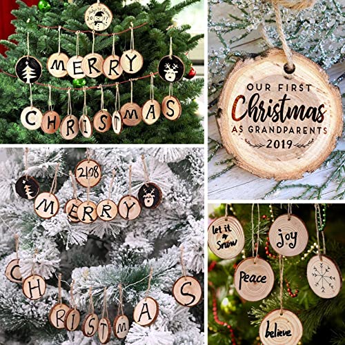 10 PCS 6-6.7 Inch Nature Unfinished Wood Slices, Round Wooden Circle with Tree Bark, Natural Pine Wood Slabs Rustic Wood Slices for DIY Crafts, SHUESS