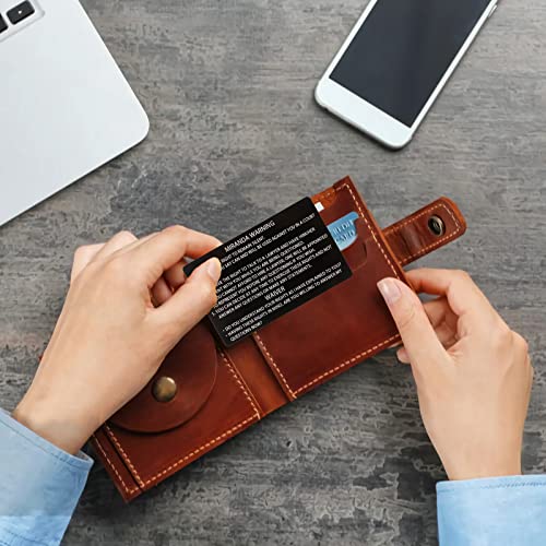 10 PCS Black Metal Miranda Warning Card With American Flag, Laser Engraved Insert Card Gift Sanfiland