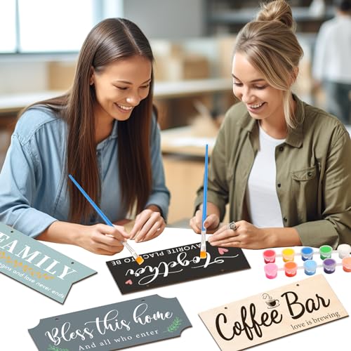 10 PCS Unfinished Wood Crafts Blanks Rectangle Hanging Wood Sign Plaque Wooden Slices Banners with Ropes for Pyrography Painting Writing DIY Home BAPHILE