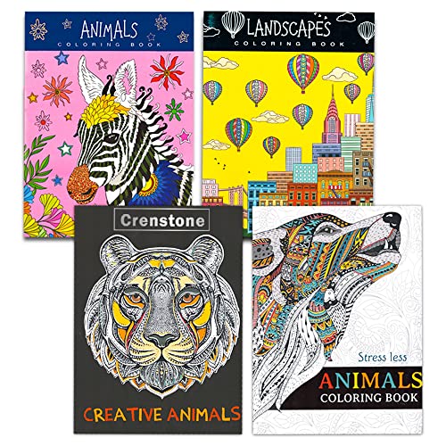 10 Pack Adult Coloring Book Super Set - Bundle with 10 Adult Coloring Books for Women, Men Featuring Mandalas and More Plus Colored Pencils and Crenstone