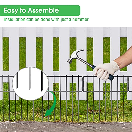 10 Pack Animal Barrier Fence, Total 17 Inch(H) X 10Ft(L) No Dig Dog Barrier Fence, Rustproof Metal Wire Panels Garden Bottom Fence, Dog Rabbits Ground Stakes Border Fence for Garden. NANANARDOSO