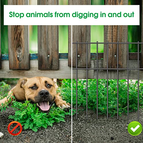 10 Pack Animal Barrier Fence, Total 17 Inch(H) X 10Ft(L) No Dig Dog Barrier Fence, Rustproof Metal Wire Panels Garden Bottom Fence, Dog Rabbits Ground Stakes Border Fence for Garden. NANANARDOSO