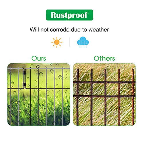 10 Pack Animal Barrier Fence, Total 17 Inch(H) X 10Ft(L) No Dig Dog Barrier Fence, Rustproof Metal Wire Panels Garden Bottom Fence, Dog Rabbits Ground Stakes Border Fence for Garden. NANANARDOSO