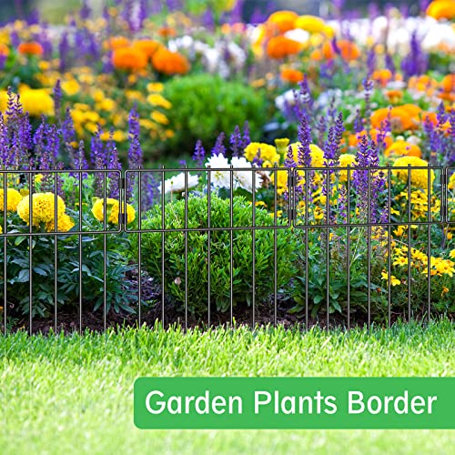 10 Pack Animal Barrier Fence, Total 17 Inch(H) X 10Ft(L) No Dig Dog Barrier Fence, Rustproof Metal Wire Panels Garden Bottom Fence, Dog Rabbits Ground Stakes Border Fence for Garden. NANANARDOSO