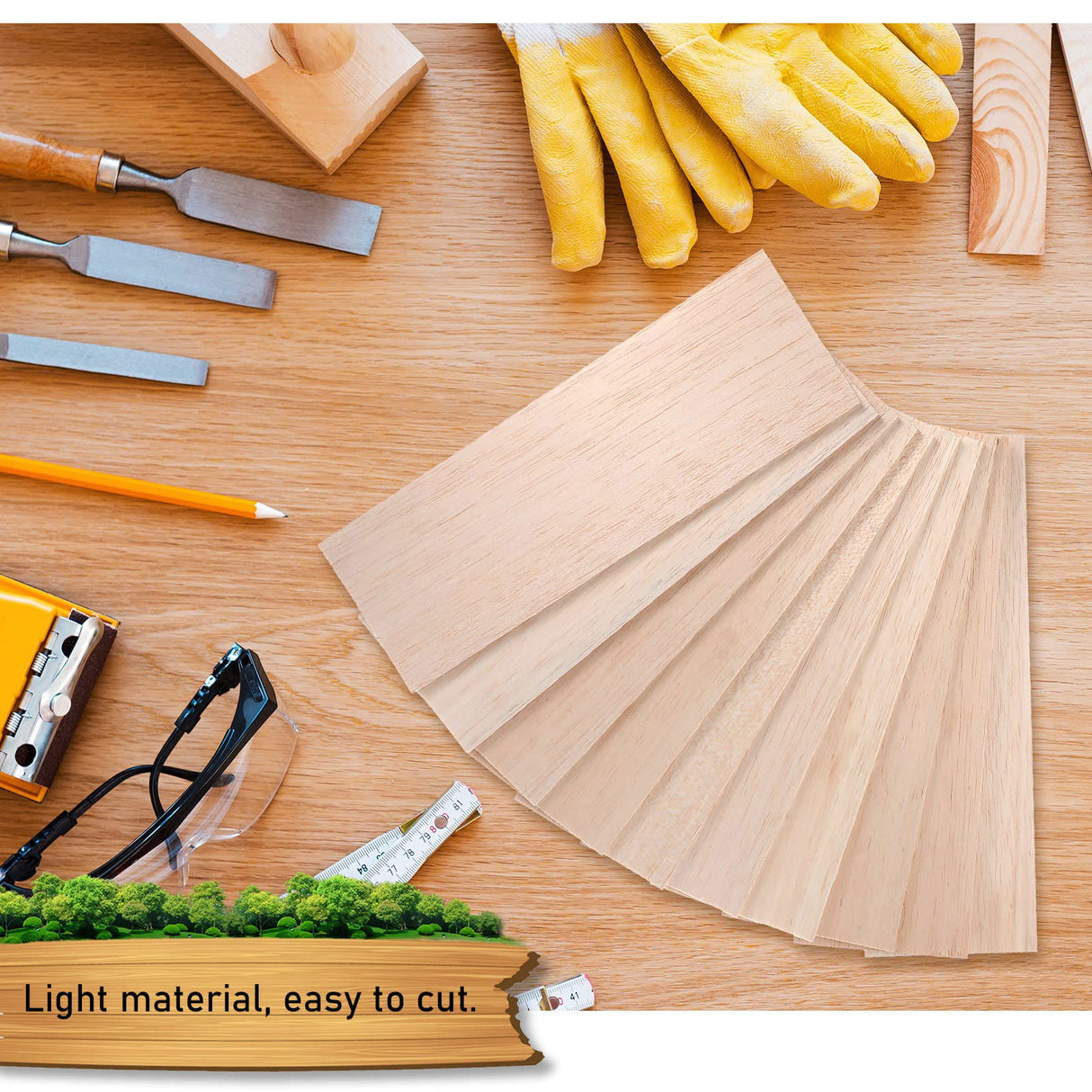10 Pack Balsa Wood Sheets 1/8 Inches Thick 12 x 4 Inches Unfinished Wooden Board Wood Sheets for Crafts House Aircraft Ship Boat Arts School Projects Namalu