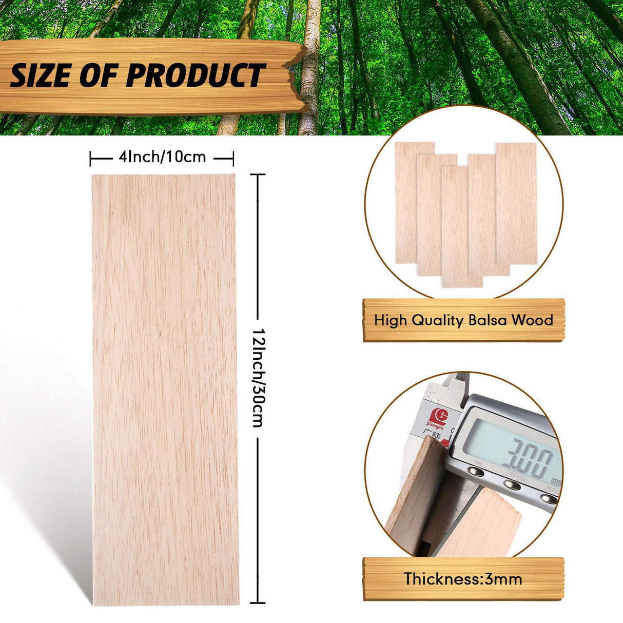 10 Pack Balsa Wood Sheets 1/8 Inches Thick 12 x 4 Inches Unfinished Wooden Board Wood Sheets for Crafts House Aircraft Ship Boat Arts School Projects Namalu