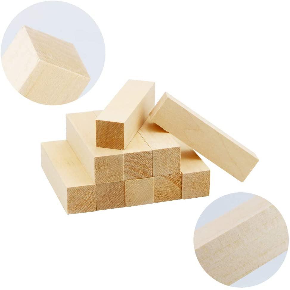 10 Pack Basswood Carving Blocks, 4 X 1 X 1" Soft Solid Wooden Unfinished Wood Whittling WoodArtSupply