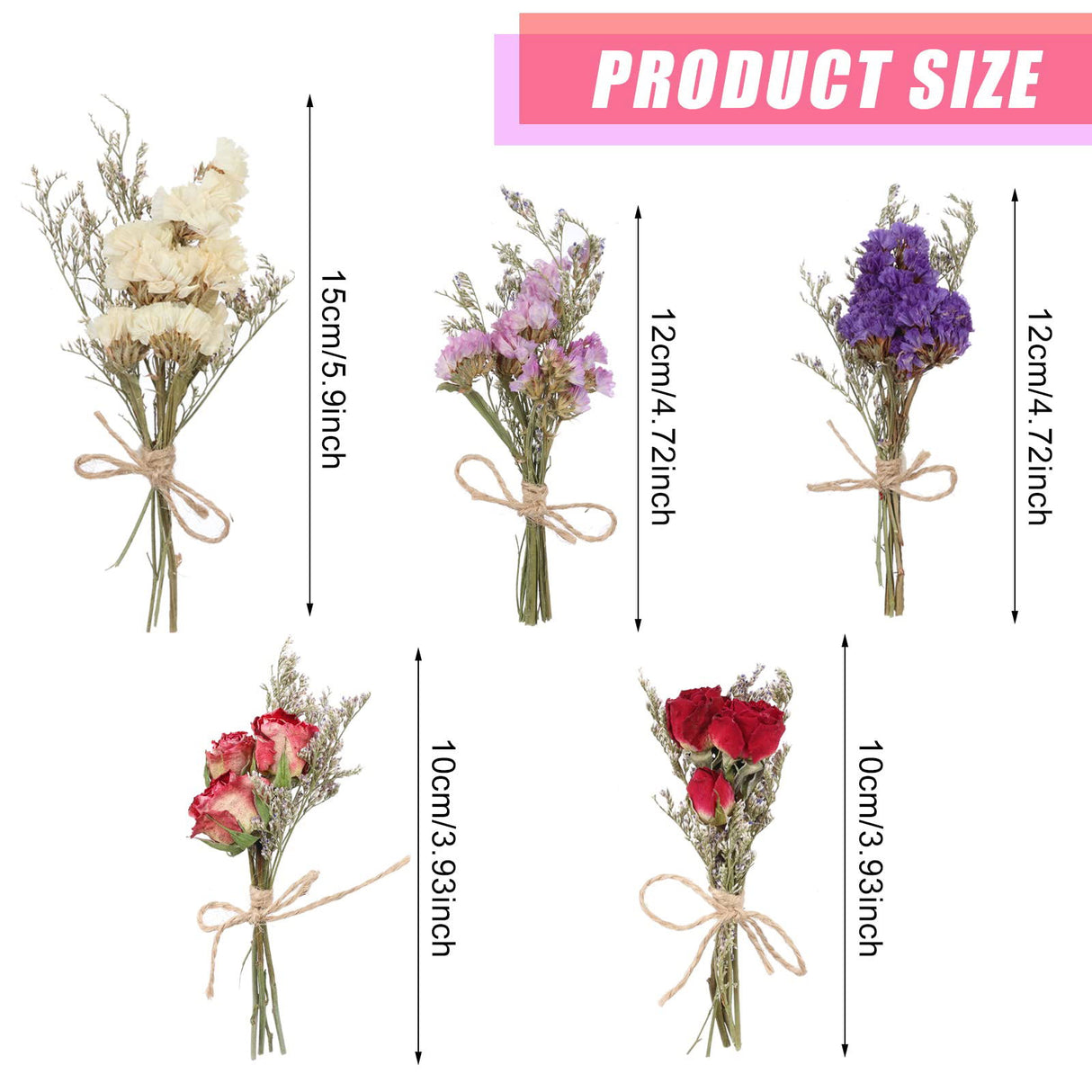 10 Pack Dried Flower Forget Me Not Bouquets Natural Dried Flower with Stem Dried Embossing Flower Bundles Artificial Flower Dried Floral Arrangement for Vase, DIY, Photo Prop, Wedding, Party Decor VAIPI