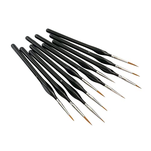 10 Pack Miniature Detail Paint Brushes Kit, Professional Tiny Paints Brushes Set for Watercolor, Oil, Face, Nail, Fine Detail Paint Brushes for Line LNAUJS