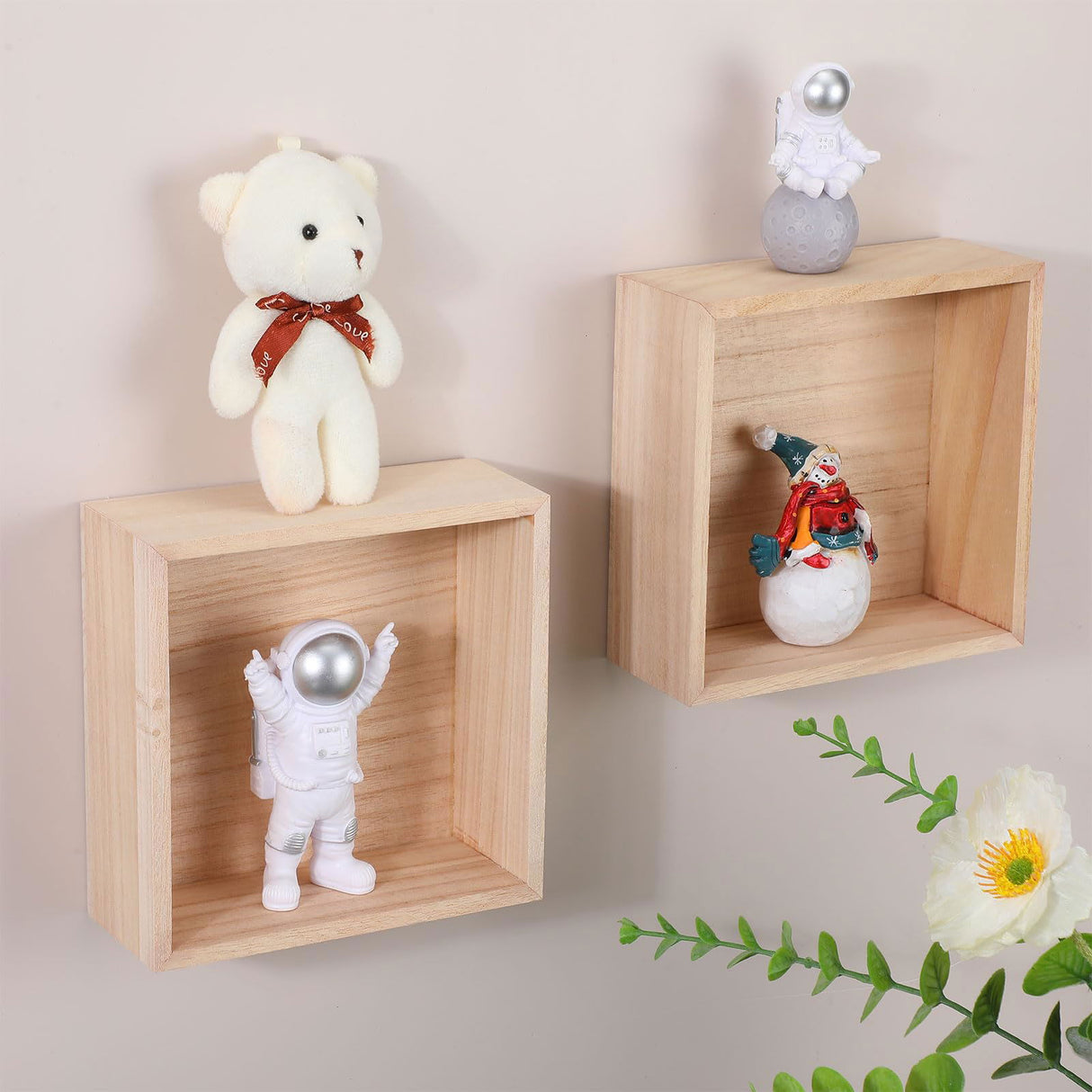 10 Pack Unfinished Wooden Box, 6 x 6 Inch Square Rustic Wooden Box Craft Storage Organizer Box for Storage, Art Collectibles, Home Decor, Desktop Yookeer