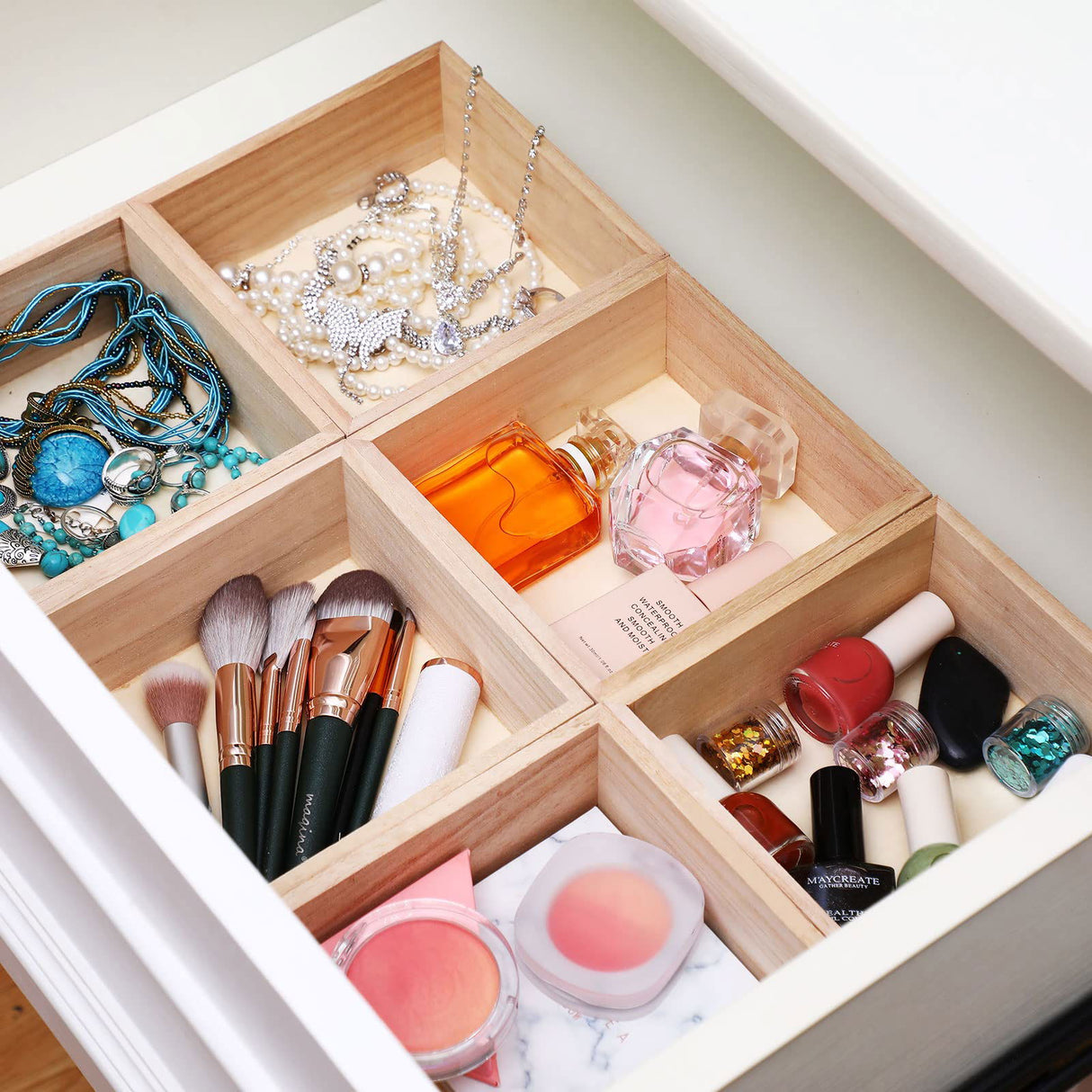 10 Pack Unfinished Wooden Box, 6 x 6 Inch Square Rustic Wooden Box Craft Storage Organizer Box for Storage, Art Collectibles, Home Decor, Desktop Yookeer