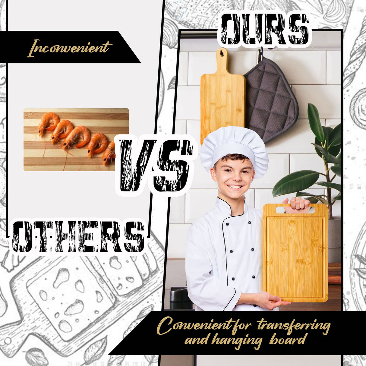 10 Pcs Bamboo Wood Cutting Board with Handle 12 x 7.8 Inch Bamboo Wooden Serving Board Kitchen Chopping Boards for Pizza, Bread, Cheese, Charcuterie, Nuenen