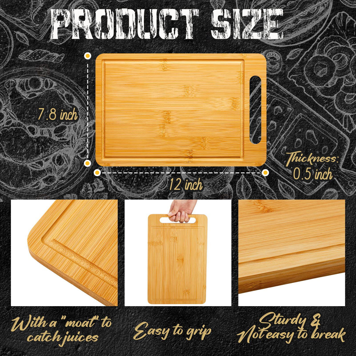 10 Pcs Bamboo Wood Cutting Board with Handle 12 x 7.8 Inch Bamboo Wooden Serving Board Kitchen Chopping Boards for Pizza, Bread, Cheese, Charcuterie, Nuenen