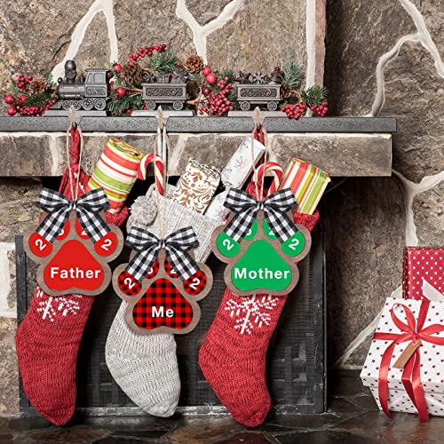 10 Pcs Dog Paw Christmas Ornament Pet Paw Wooden Dog Paw Print Cutout Unfinished Paw Cutouts for DIY Craft Christmas Embellishments Decor, 4 x 4 Yookeer