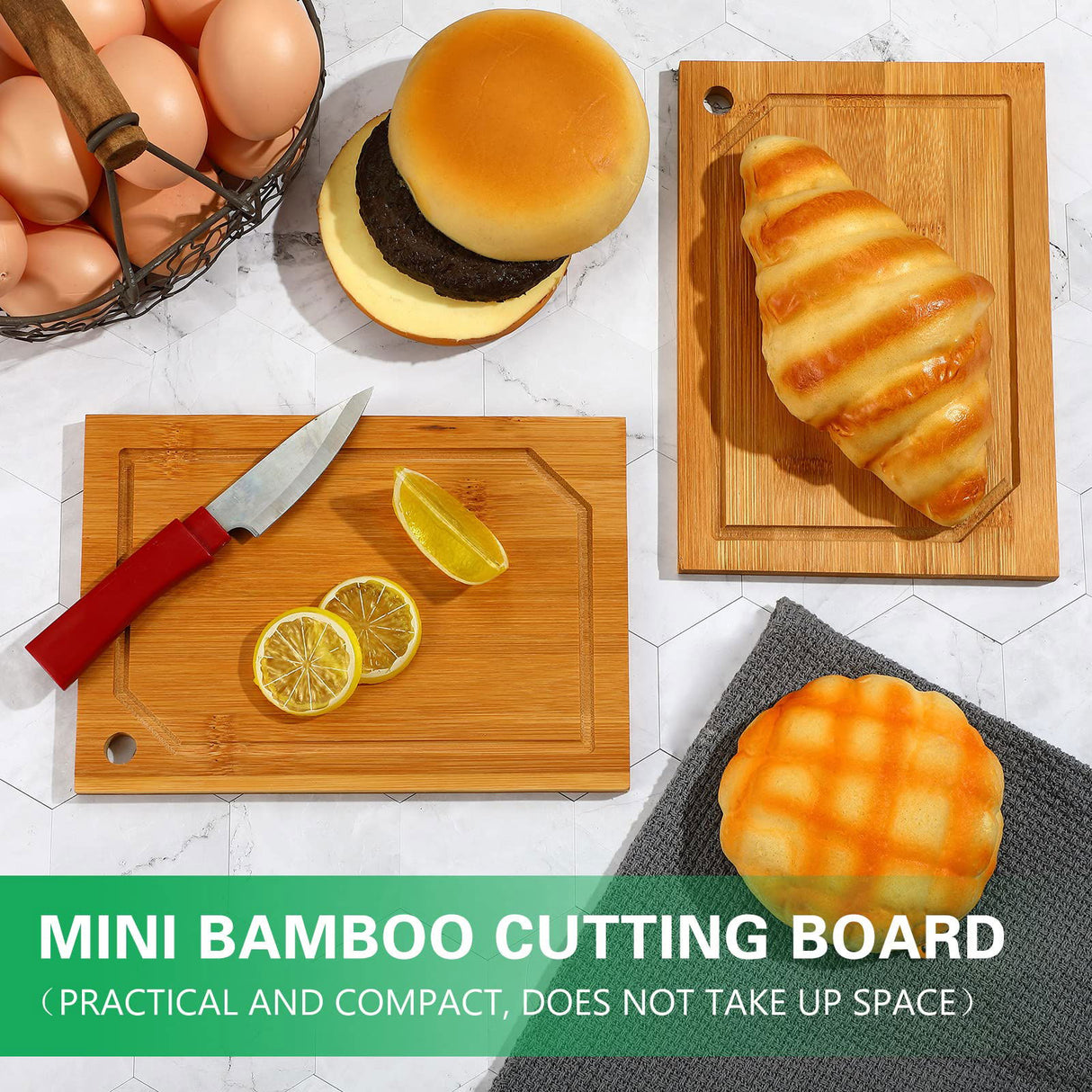 10 Pcs Mini Bamboo Cutting Board Bulk Small Kitchen Bar Wood Chopping Board Wooden Blank Charcuterie Serving Board for Housewarming Gift Baking Yinkin