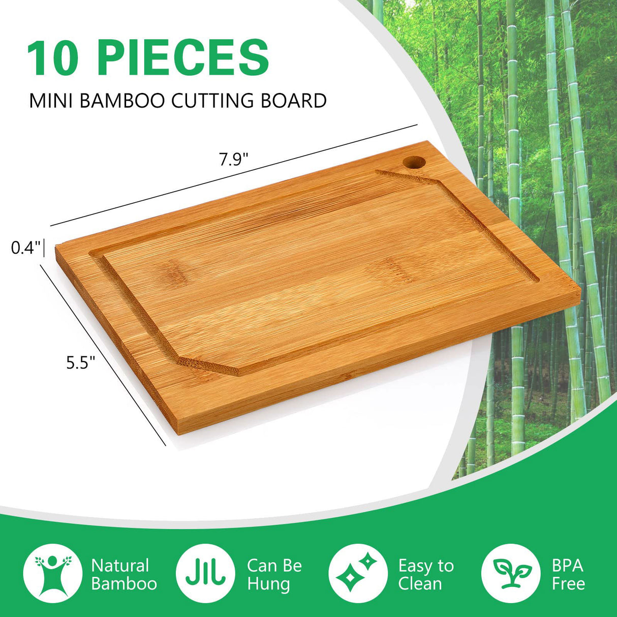 10 Pcs Mini Bamboo Cutting Board Bulk Small Kitchen Bar Wood Chopping Board Wooden Blank Charcuterie Serving Board for Housewarming Gift Baking Yinkin