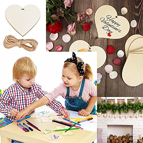 10 Pcs Unfinished Blank Wooden Hearts for Crafts,Heart-Shaped Wood Hanging Pieces DIY Heart Slices Blank Wood Heart Wood Slices Embellishments YYMSEN